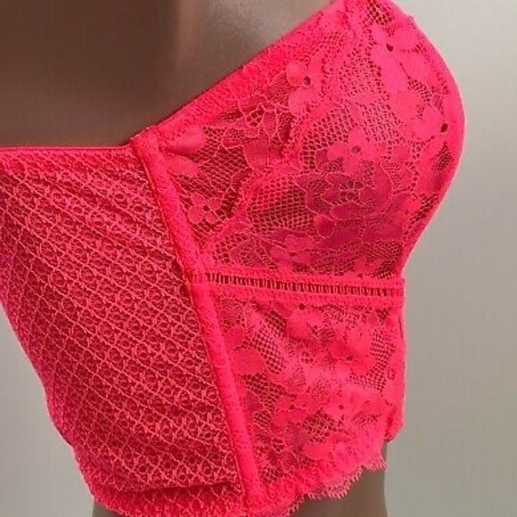 💕New! Victoria's Secret Dream Angels Lace Corset Bra Neon Pink NWT - Picture 5 of 9